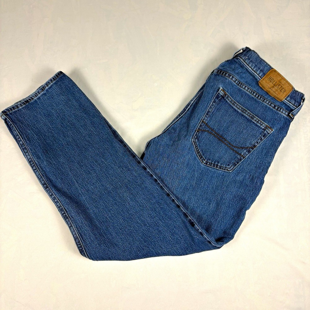 Hollister Loose Fit Jeans Mens 33x29 Medium Wash Blue Denim Straight Leg